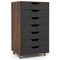 7-Drawer Tall Organizer Cabinet with Cut-Out Handles and Swivel Wheels Ideal for Bedroom and Office